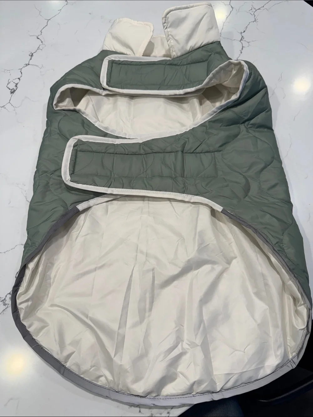 Quilted light Green dog coat 32degrees